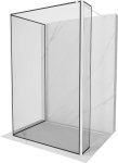 MEXEN/S - Kioto Sprchová zástena WALK-IN 110 x 80 x 40 cm, čierny vzor, biela 800-110-080-221-20-70-040